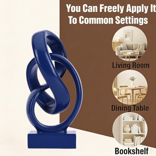 WUBIANJIE Modern Abstract Knot Sculpture, Artistic Mobius Inspired Resin Decor, Elegant Home and Office Decor, (Blue) - color: Blue