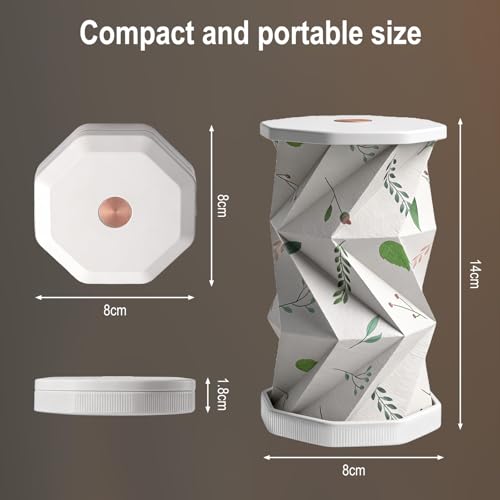 Foldable Mini Night Light, USB Rechargeable Touch Lamp | Portable Paper Lantern Lamp with Dimmable Warm Glow, Boho Leaf Pattern, Rotating Design for Bedroom, Living Room & Travel