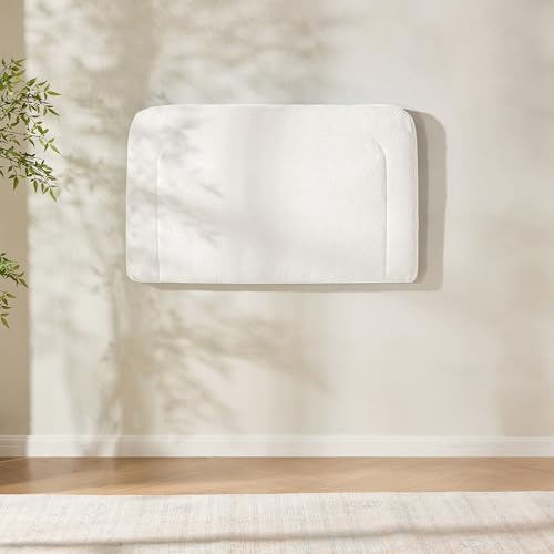 Hearth & Harbor Wall Mounted Twin Headboard Only, Bed Headboard Twin Size | Easy Assemble, Floating Peel & Stick, Upholstered Boucle, 3D Stitched Wall Panels, 5 Strips of 3M Tape Included, Off White - color: 01-off White, size: Twin