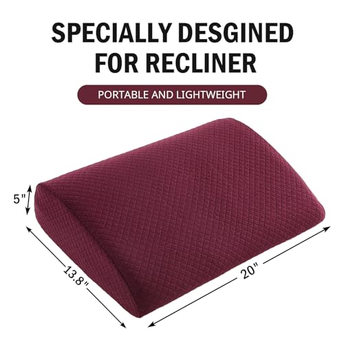HOMBYS Lumbar Support Pillow for Recliner Chair, Memory Foam Back Support Cushion for Elderly,Extra Large Lumbar Support Pillow,Thick Backrest for Home Reading (Wine Red, 20“x13.5"x5") - color: Wine Red, size: 20“x13.5"x5"