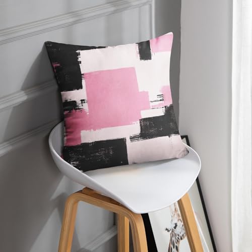 Throw Pillow Covers Set of 2, 18 x 18 Inch, Pink White | Abstract Oil Painting Outdoor Decorative Square Pillow Cases Couch Cushion Case for Couch Bed Sofa Living Room Home Decor - color: Black Pink, size: 18" x 18" (Pack of 2)