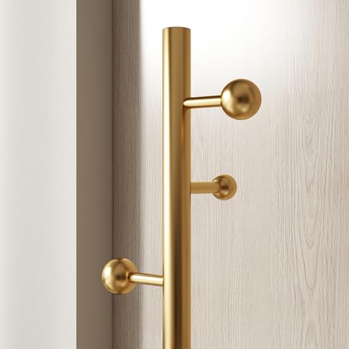 Coat Rack Freestanding Coat Tree with 8 Hooks Coat Hanger Stand,Gold | Heavy Duty Metal Coats Rack Stand for Jacket Hat Clothes Bag Stainless Steel Hall Tree Hat Racks for Entryway Bedroom Hallway - color: Gold with 8 Round Hooks