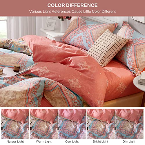 SAPHREAS Twin Size Bohemian Duvet Cover Set 2pcs Pink Cotton Boho Bedding Comforter Cover Set Blue 1 Duvet Cover 1 Pillow Sham - color: Celia, size: Twin (68"x90")