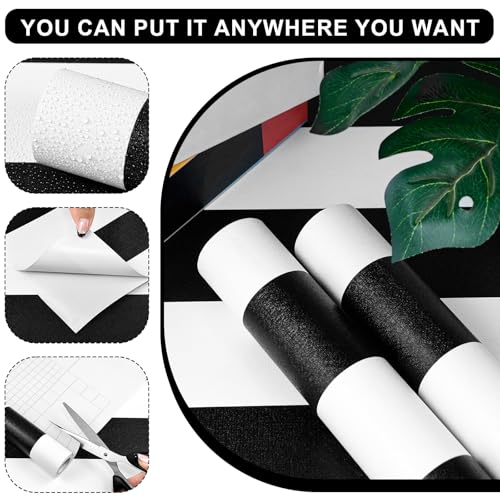 Black and White Striped Peel and Stick Wallpaper 17.3"x80" | Black and White Contact Paper Modern Removable Self-Adhesive Vinyl Striped Wallpaper for Bedroom Bathroom Kitchen - color: Black, size: 17.3" x 80"