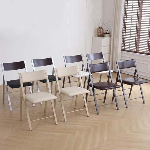 Folding Chairs 2 Pack, 450Lbs Steel Frame Foldable Dining Chairs, Wood | 1.37" Folded, Waterproof Rustproof Indoor Outdoor Padded Folding Chairs for Dining Room, Conference Rooms, Weddings, Events - color: Wood