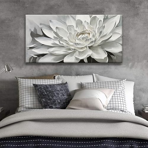 TAIJXAGSG Canvas Art Wall Decor lotus Print Paintings Flower White Wall Art Prints Decor Ready To Hang For Bathroom Bedroom And Office Kitchen Home Decor Artwork 20" × 40" - color: white, size: 40"L x 20"W