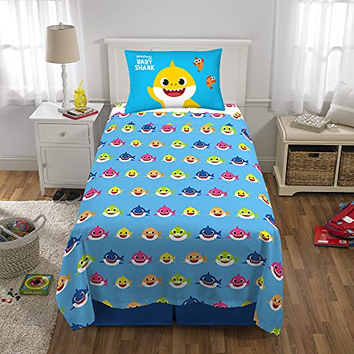 Franco Kids Bedding Super Soft Sheet Set, Twin, Baby Shark - color: Baby Shark, size: Twin