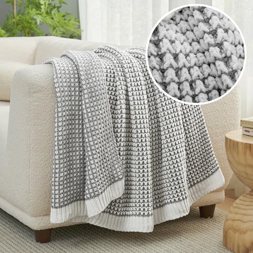 Knit Throw Blanket, Soft Chenille Cozy Breathable Pineapple Chunky Decorative Blanket for Couch, Bed & Sofa, French-Inspired Lightweight Warm Gift for Women, Gray, 60"x80" - color: Pineapple Cray&ivory, size: Pineapple Knit 60"x80"
