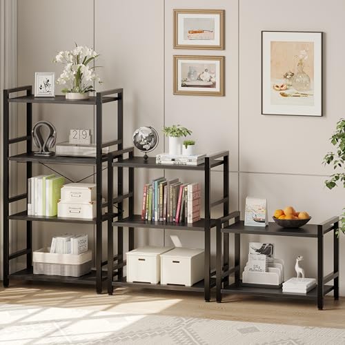 ALISENED 2-Tier Bookshelf, Industrial-Style Bookcase Shelf, Small Shelf Vintage-Style Storage Organizer, Suitable for Home Offices, Living Rooms, and Bedrooms - size: 2-tiers