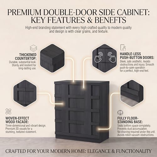 VividVibe Sideboard Buffet Cabinet with Storage, 62.6”W Credenza Storage Cabinet, Large Cabinet with 6 Compartments, Console Table for Dining Room, Kitchen, and Living Room, Entryway (Charcoal Oak) - color: Charcoal Oak
