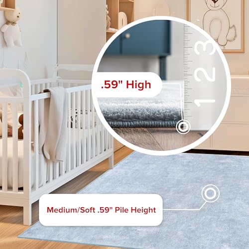 nuLOOM Loni Light Blue Solid Washable Area Rug, 2' x 3' - color: Light Blue, size: 2' x 3' (Rectangular)