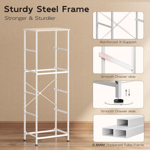 WLIVE Tall Dresser for Bedroom, 5 Drawer Dresser, Light Grey | 5 vertical fabric drawers, Tall vertical design, Bedroom or closet use, Dresser for small spaces, Chest of drawers - color: Light Grey