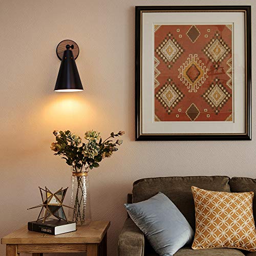 MWZ Rustic Farmhouse Black Metal and Wood Wall Sconce Adjustable Lamp,2 Pack,Rustic Wall Lighting Fixture for Bedroom, Living Room, Headboard, Garage, Porch - color: Wooden and Black
