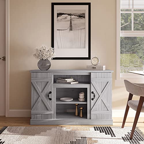 BELLEZE 47 Inch TV Stand & Media Entertainment Center TV Cabinet with Storage for TVs up to 50 Inch Console Table with Open Storage Shelves & Cabinets, Sargent Oak - color: Sargent Oak, style: 47"
