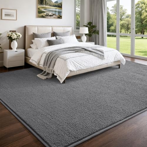 Nuttumico Large Modern Area Rugs for Bedroom Living Room, 4x6 Feet Grey Rug, Thickened Memory-Foam Indoor Carpets, Minimalist Rug for Boys Girls, Soft, Non-Slip and Machine-Washable - color: Grey, size: 4' X 6' (Rectangular)