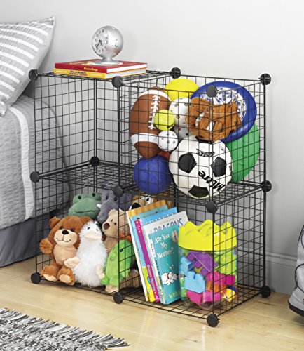 Whitmor Storage Cubes - Stackable Interlocking Wire Shelves -Black (Set of 4) - color: Black