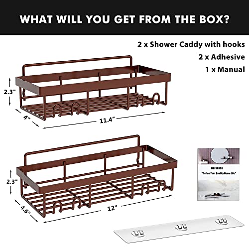 Moforoco Shower Caddy Shelf Organizer Rack, Self Adhesive Black Bathroom Shelves Basket, Home Farmhouse Wall Inside Organization and Storage Decor Rv Accessories, First Camper Apartment Essentials - color: Bronze, size: Medium