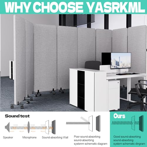 66in 3 Panel+3 Panel Soundproof Room Divider, Acoustic Office Divider | Flexible 6 panel combinations,Portable freestanding wall divider, Perfect for office\school\studio soundproofing - color: Grey, size: 3 Panel+3 Panel(144"Wide)