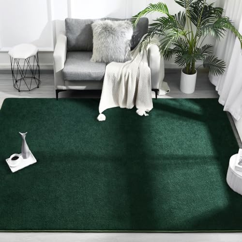 FlyDOIT Area Rugs for Bedroom Living Room, 4x6 Dark Green Super Soft Comfy Thickened Memory-Foam Indoor Carpets, Modern Aesthetic Minimalist Carpet for Boys Girls Adults Apartment Nursery Home Décor - color: Dark Green, size: 4' x 6' (Rectangular)