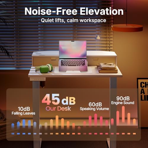 HUANUO 32" X 21" Electric Standing Desk with 2 Drawers, C-Clamp Mount Compatible, Height Adjustable Computer Desk, Home Office Stand Up Desk with 4 Preset Heights & 2 Hooks, White - color: White, size: 32" X 21"