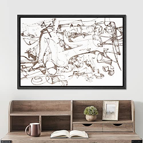 SIGNWIN Framed Canvas Print Wall Art Grunge Paint Stroke Portrait Landscape Abstract Geometric Illustrations Modern Art Minimalism Relax/Calm Zen for Living Room, Bedroom, Office - 16"x24" Black - color: A11-2211-n06, size: 24"L x 16"W