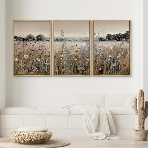 SIGNWIN Framed Canvas Print Wall Art Set Wildflower Meadow Vibrant Floral Landscape Illustrations Modern Scenic Colorful Ultra for Living Room, Bedroom, Office - 16"x24"x3 Natural - color: A26-2510-m26, size: 16"L x 24"W