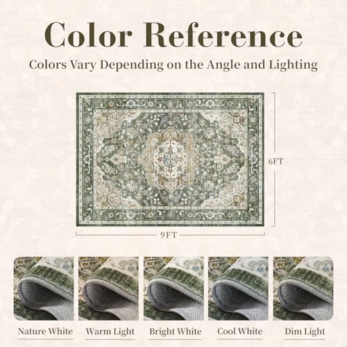 PADOOR 6X9 Area Rug,Rugs for Living Room,Soft Olive Rugs for Bedroom,Machine Washable Rug Non Slip Carpet for Dining Room Living Room Bedside Office - color: Olive, size: 6' x 9' (Rectangular)