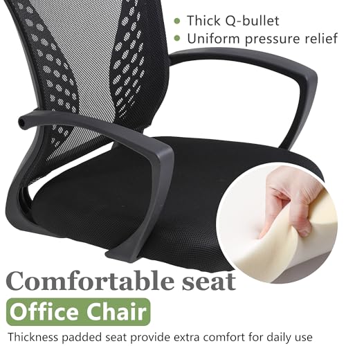 Home Office Chair Mid Back PC Swivel Lumbar Support Adjustable Desk Task Computer Ergonomic Comfortable Mesh Chair with Armrest (Dark Black) - color: Dark Black