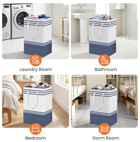 TranquilRelax 3-Pack Laundry Basket, Laundry Hamper, Blue-88L | Freestanding&Water-Resistant Laundry Hamper, Collapsible Tall Clothes Hamper with Carry Handles for Clothes, Laundry Basket - color: Blue, size: 88L