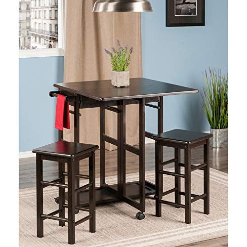 Winsome Suzanne Kitchen Table Set with Stools, Coffee, 33" | Convenient Sturdy Mobile Kitchen & Dining Room Table & Chairs with Storage for Small Spaces, Dorms, Apartments - color: Coffee Finish