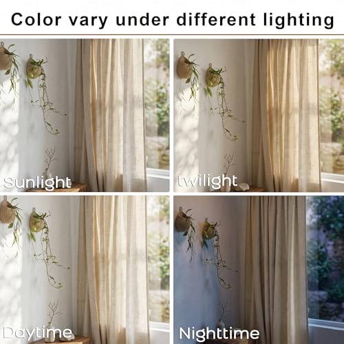 Tan Beige Linen Airy Curtains 63 Inches Long for Bedroom Livingroom Set 2 Panels Back Tab Rustic Home Decor Soft Light Filtering Window Drapes Earth Tone Curtain 63 Inch Length for Dining Room - color: Linen, size: 52"W x 63"L (Pack of 2)