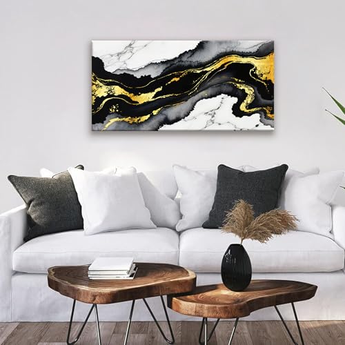 Black And Gold Abstract Wall Art Small Size Home Wall Decoration Modern Minimalist Abstract Wall Decor Canvas Art Wall Decor Marble Texture Painting Pictures For Bedroom Office Artwork 20"X40" - color: white black gold, size: 40"L x 20"W