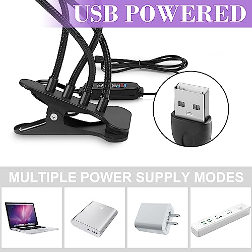 USB UV Black Light 4-Head, 20W 395nm-405nm LED UV Lamp with Clamp, Gooseneck UV Light for Resin Curing, Blacklight Posters, Fluorescent Paint - size: 4 Heads