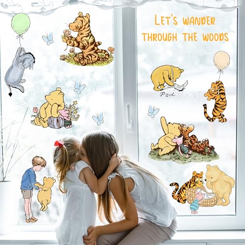 Winnie Character Stickers, Winnie Inspirational Stickers, The Pooh Wall Stickers for Kids, The Pooh Removable Sticker for Baby Kids Nursery Children Room Bedroom Living Room Playroom Wall Decoration - style: Winnie 04