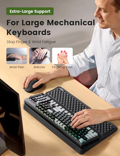 Vaydeer Extra-Large Wrist Rest with Keyboard Stand, Ergonomic Wrist Support Pad, Soft Memory Foam Wrist Cushion for Mechanical 100% Full-Size Keyboard, Carpal Tunnel Pain Relief, Black - color: Black, size: Extra Large Wide