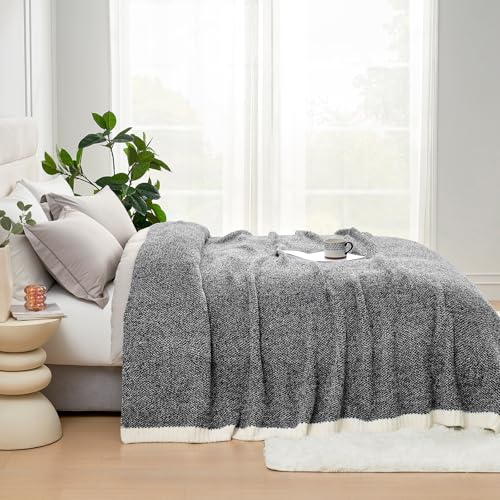Snuggle Sac Queen Size Bedding Blanket Black, Super Soft Warm Cozy Bed Blankets Oversized Fuzzy Plush Blankets for Bed, Bedroom, Heather Black, 90x90 inches - color: Heather Black, size: Queen (90"x90")