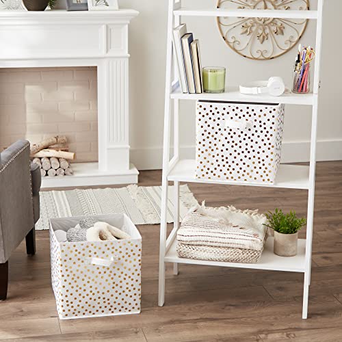 DII Woven Polyester Storage Bin, Polka Dot, White & Gold, Large Set of 2 - color: White & Gold, size: Large Set of 2, 13x13x13" Cube