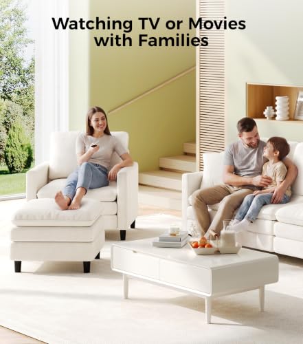 Welzona 3-Layers Cloud Accent Chair with Ottoman, 33" Teddy Reading Chair | Comfy Teddy Fabric, Washable Covers, Tool-Free Setup, All-wood Arm Chair and Ottoman Sets for Living Room, Bedroom, Beige - color: Beige, size: cloud chair & ottoman