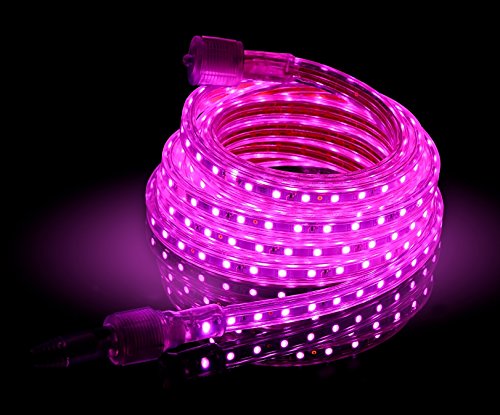 UL Listed, 10 Feet,Super Bright 2700 Lumen, Pink, Dimmable, 110-120V AC Flexible Flat LED Strip Rope Light, 180 Units 5050 SMD LEDs, Indoor Outdoor Use, Ready to use - color: Pink