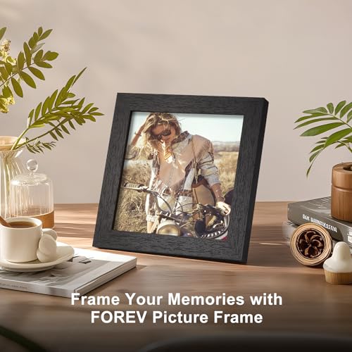 TOFOREVO 6x6 Picture Frames with 4x4 Mat Set of 6, Black | Wood Grain Design, Wall Mounting or Tabletop Display, for Christmas Mother's Day Father's Day birthday - color: Black Wood Grain, size: 6x6