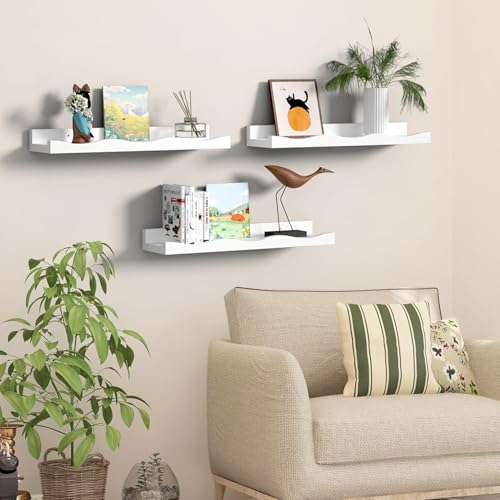 AZSKY Floating Bookshelf for Kids, Cloud Picture Ledge Shelf - White, 15.7 Inches, Nursery Book Shelves Set of 3, Floating Shelves Baby & Toddler Room Decor - color: White, size: 16Inch