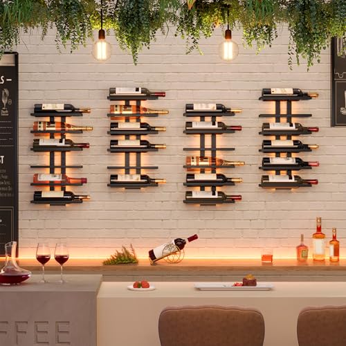 Hoctieon 6 Tier Wall Mount Wine Rack, Wall Racks for Wine Bottles Display and Storage, Hanging Bottle Organizer for Living Room, Kitchen, Wine Cellar, Bar, Black - color: Black, size: 1 Pack (6 Bottles)