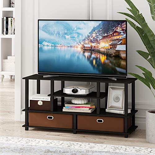 Furinno JAYA TV Stand for up to 50-Inch TV, 55 Inch - color: Black, size: For 55" TV, Plastic Frame