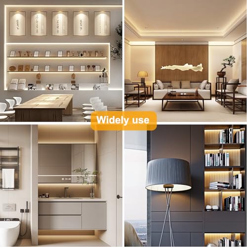 Pandery COB LED Strip Lights Natural White,24V Dimmable led Light Strip KIT with Remote and app Control,4000K 50FT/15m 8mm Wide Ra>90 Cuttable Flexible Strip Lights for Bedroom,Wardrobe,Cabinet - color: 4000K Natural White, size: 50FT