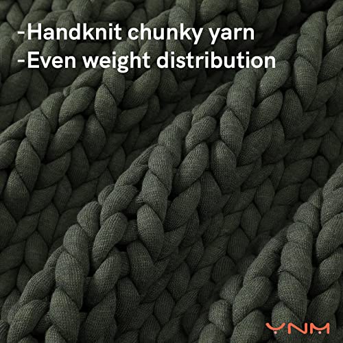 YnM Weighted Blanket, Handmade Chunky Knitted Design, Soft and Cozy, Temperature Regulating and Breathable, Machine Washable Throw for Sleep or Home Decor (Forest Green, 50x60 Inch, 10lbs) - color: Forest Green, size: 50 in x 60 in 10 lb
