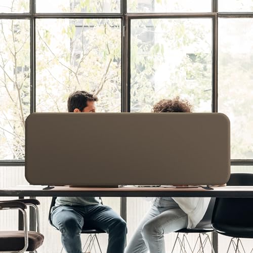 DECOLAB Desk Divider, Privacy Tabletop Partition Panel 48"x18", Taupe | Freestanding Desk Screen. For Dormitory, Office, Student, Counter Top, Testing. No Drill. - color: Taupe