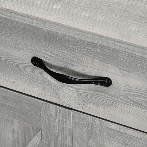 HOMCOM Farmhouse Sideboard Buffet Cabinet Barn Door Gray | Coffee Bar Cabinet, Drawer, Adjustable Shelf, Kitchen, Living Room, Entryway - color: Stone Gray