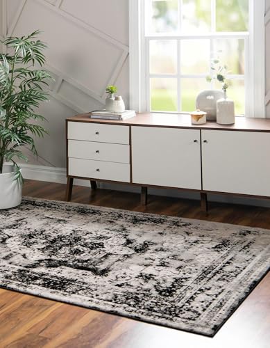 Rugs.com - Monte Carlo Collection Rug – 2' x 3' 1 Black Stain-Resistant Rug – Traditional Medallion for Entryway, Kitchen, and Bathroom - color: Black, size: 2'2" x 3' (Rectangular)
