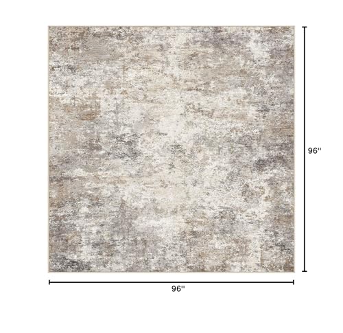 UERMEI Square Area Rugs : Washable 8x8 Neutral Modern Abstract Carpet for Living Room Bedroom - Soft Floor Mat with Non Slip Backing for Kitchen Nursery Dorms Farmhouse Home Decor - Brown Grey - color: Brown Grey, size: 8' x 8' (Square)