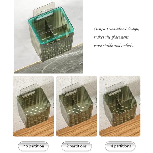 Lae Nuvole 2Pcs Storage Organizer Bins, Wall Shower Toothbrush Caddy, Clear | with Dividers & 4 Adhesive Pads, No Drill, Renter Friendly, BPA-Free PET, Fits Bathroom, Apartment, RVs, Cabinet/Pantry Door - color: Clear-4.33x3.54x4.53in